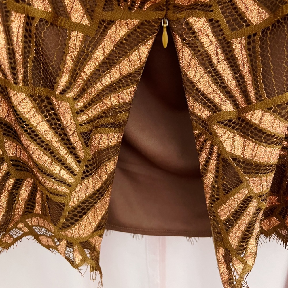 NWT Eva Franco Anthropologie Shine Bronze Lace Puff Sleeve Square Neck Blouse XL - Picture 13 of 13